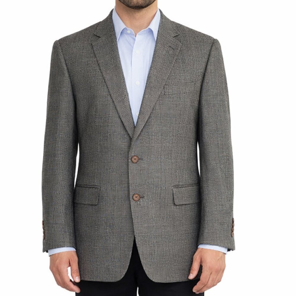 Ralph Lauren Houndstooth Blazer Men Size 42L Sport Jacket Silk Wool Single Vent
